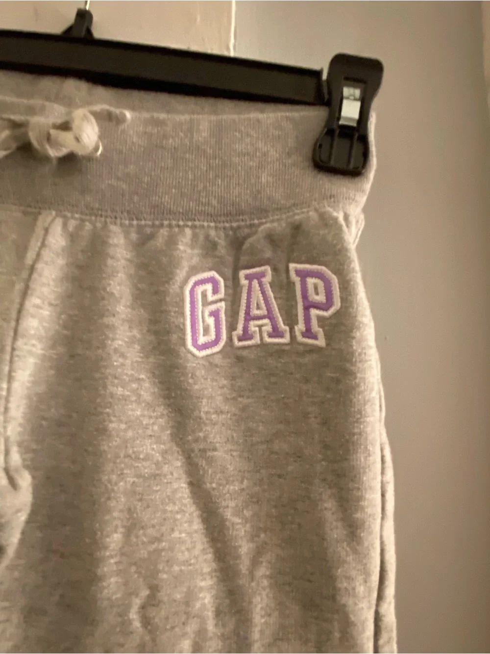 GAP Gray Sweatpants with Purple Logo Accent